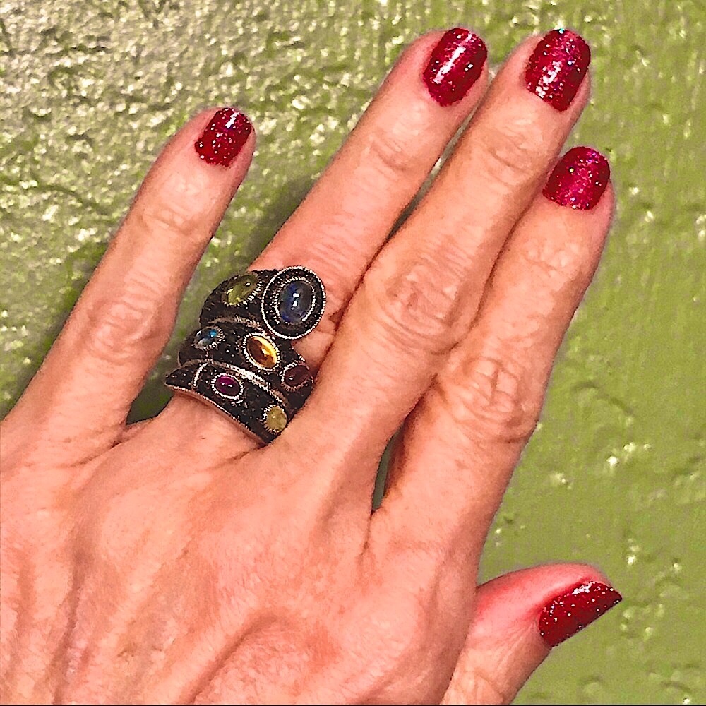 Gorgeous Judith Ripka Oval Multi-Gemstoneblack Sp… - image 5